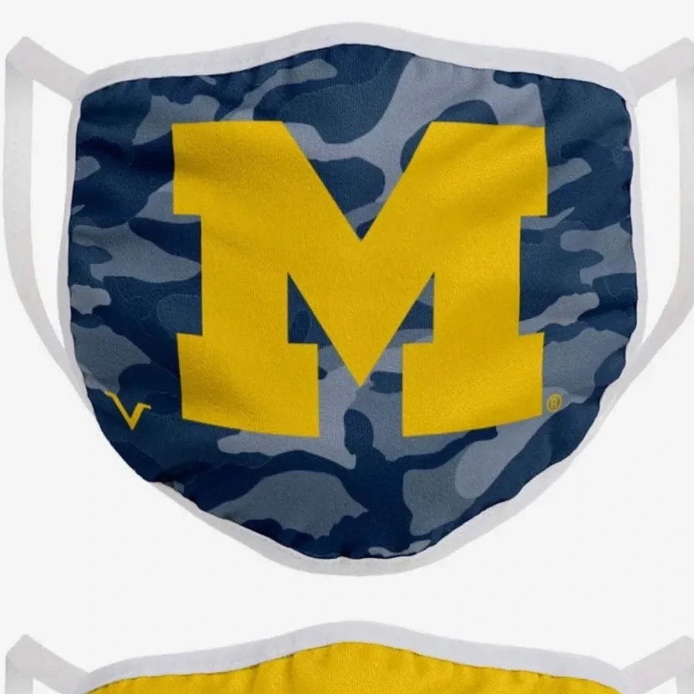 FOCO NCAA MICHIGAN WOLVERINES 2 PACK ADULT FACE MASKS OS NWT